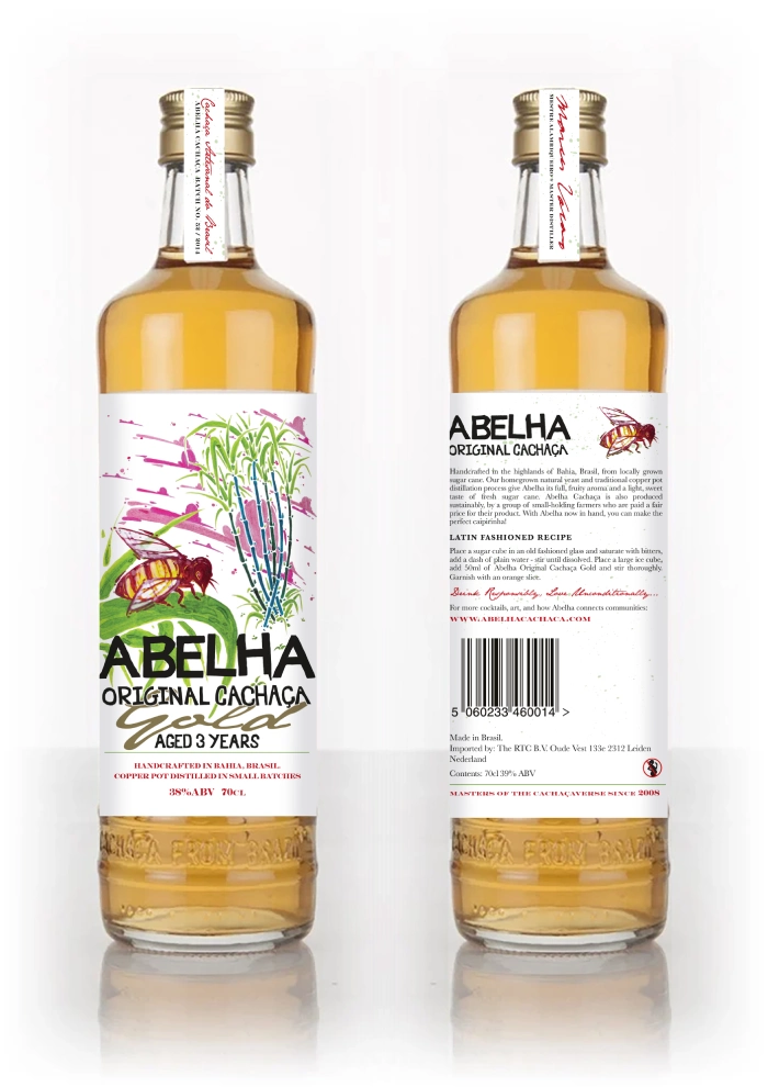 Abelha Cachaca – Bottle Visual – EU – Gold (2)